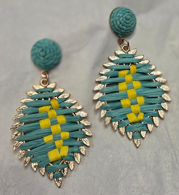 Aqua and yellow earring