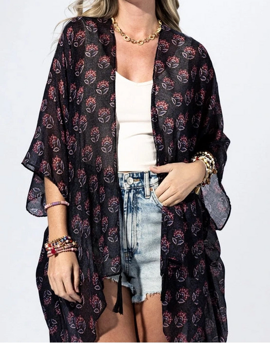 Midnight medallion kimono