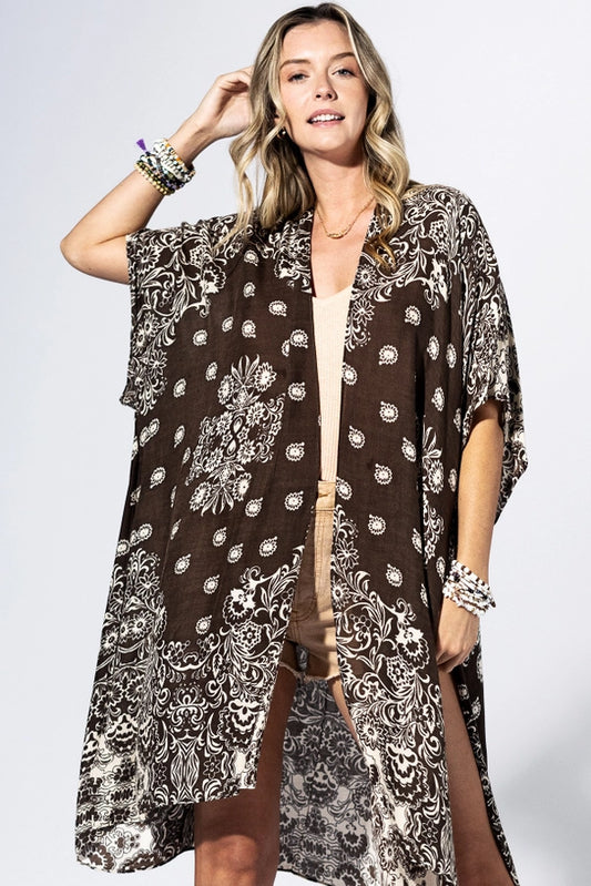 Taupe and cream kimono