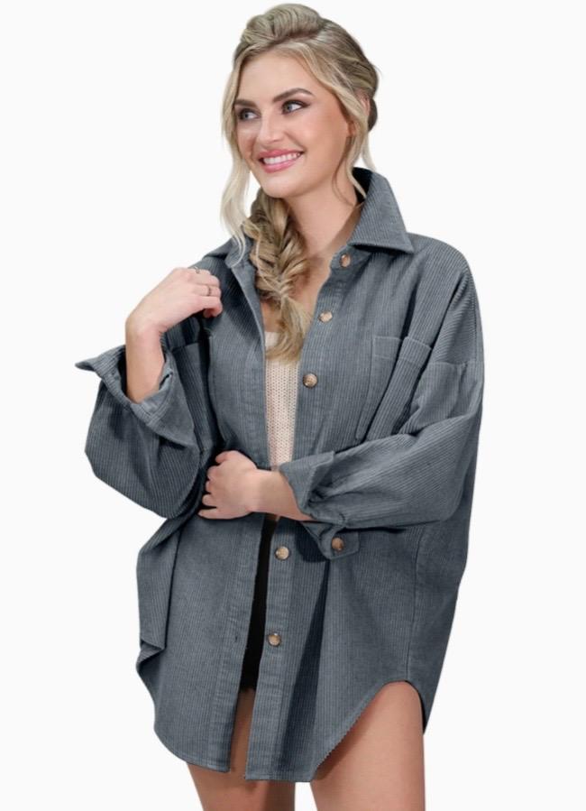 Grey corduroy shacket