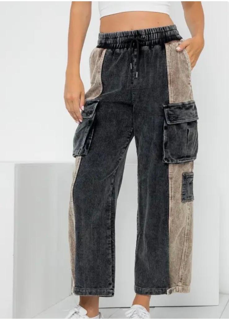Colorblock corduroy pant