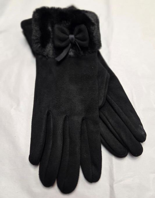 Black faux fur glove