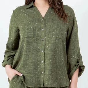 Olive stud blouse
