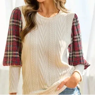Plaid sleeve top