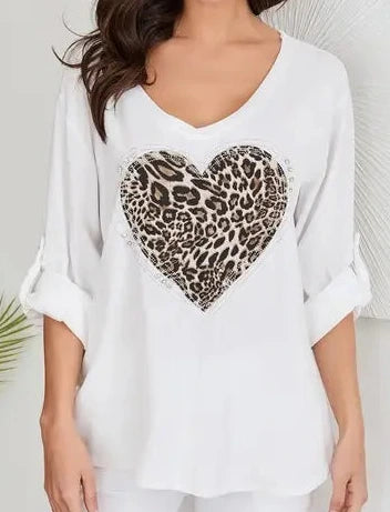 Leopard heart top