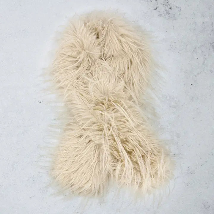Beige fuzzy scarf