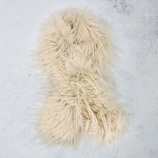 Beige fuzzy scarf