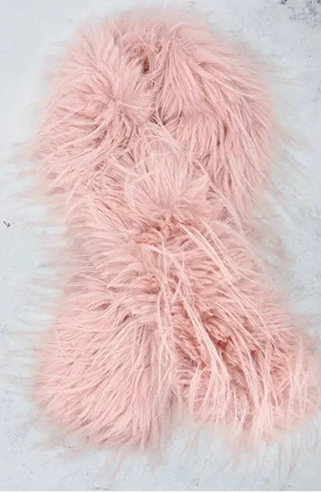 Pink fuzzy scarf