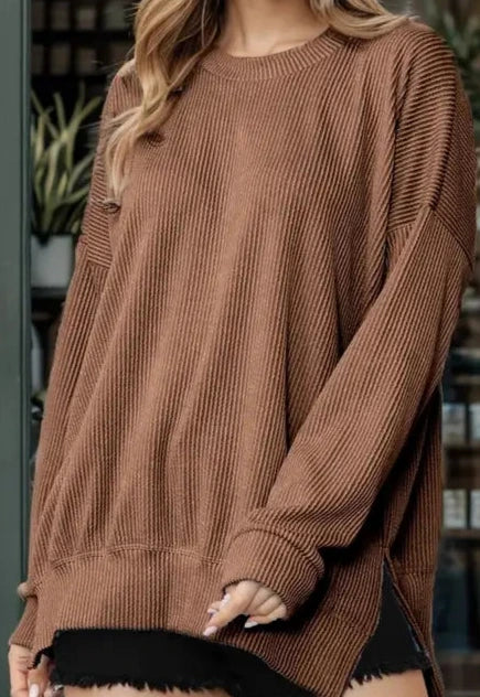 Brown ribbed top