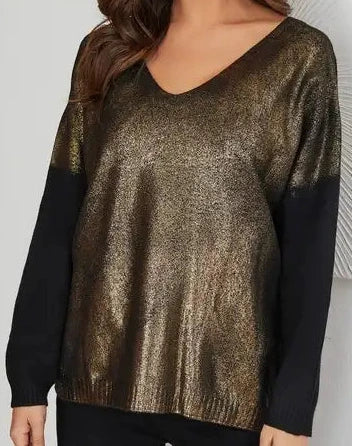 Gold spray sweater