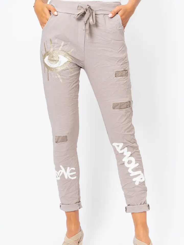Beige gold eye pant (Online Only)