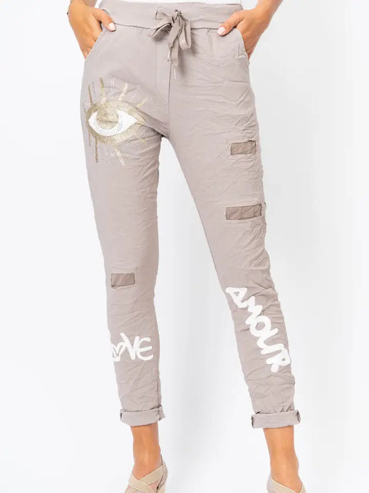 Beige gold eye pant (Online Only)