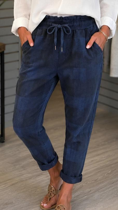 Blue plaid pants