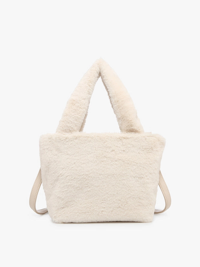 Cream fur purse