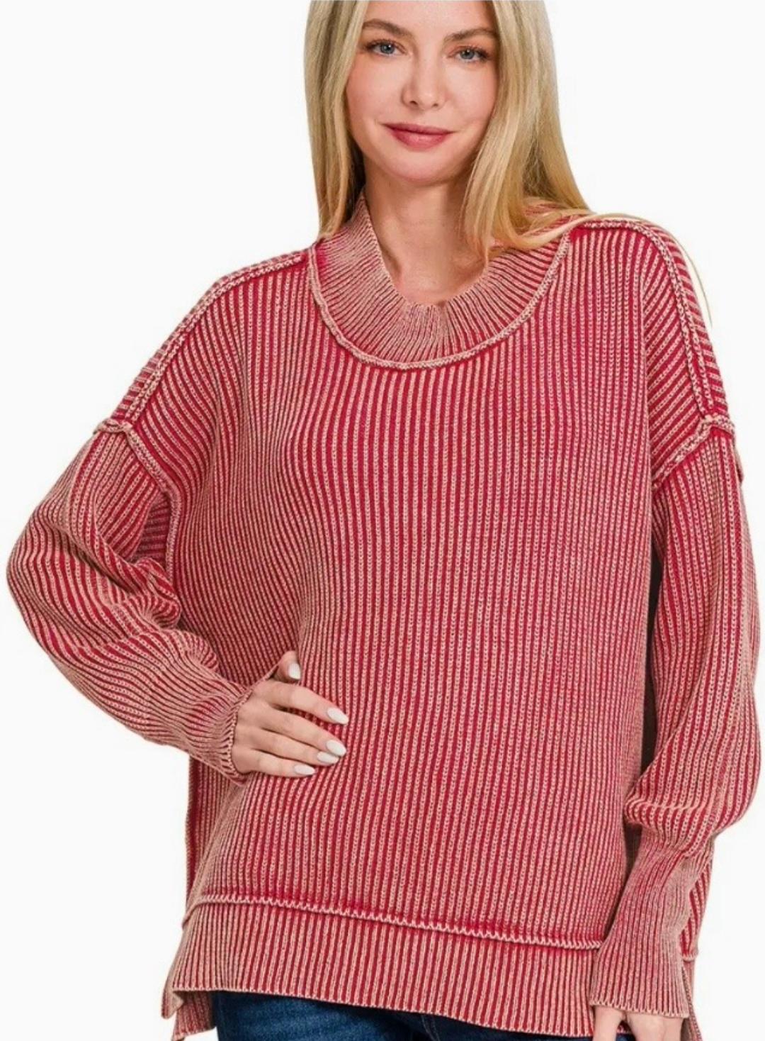 Red washed  sweater