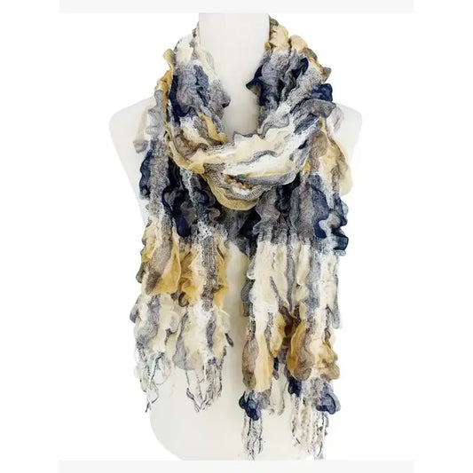 Blue and beige scarf