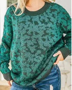 Green shimmer sweater