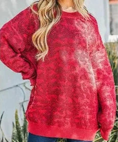 Red shimmer sweater