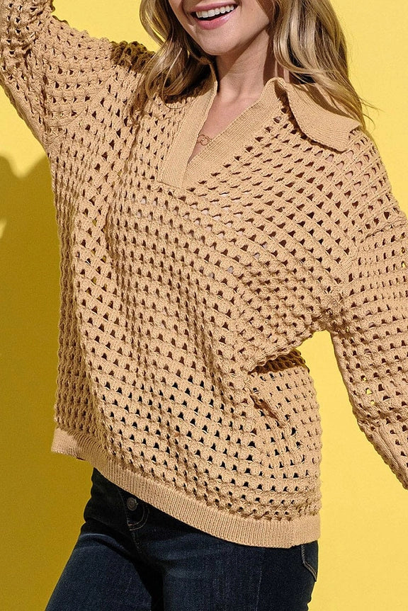 Taupe open knit