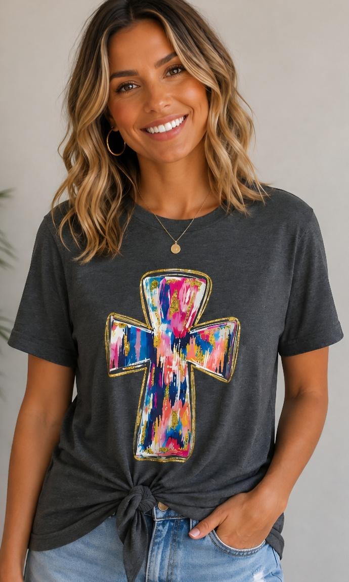 Brushstroke cross tee
