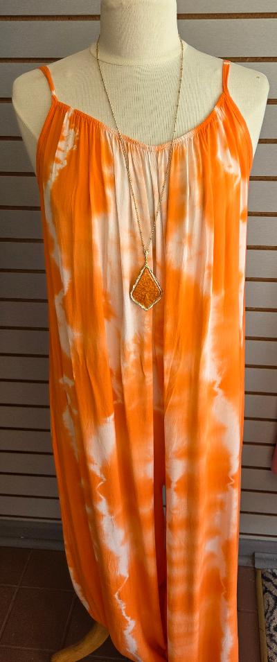Orange tie dye jumpsuit