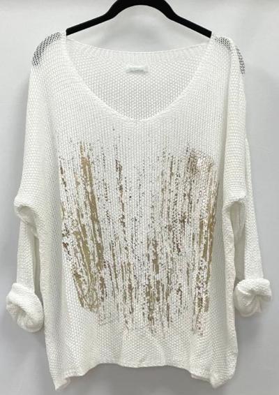 White knit with gold