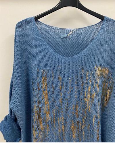 Blue knit with gold
