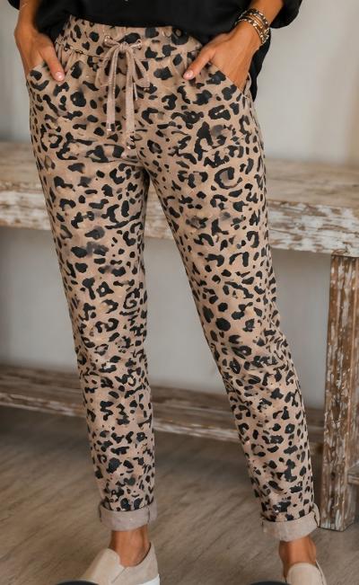 Taupe leopard pants