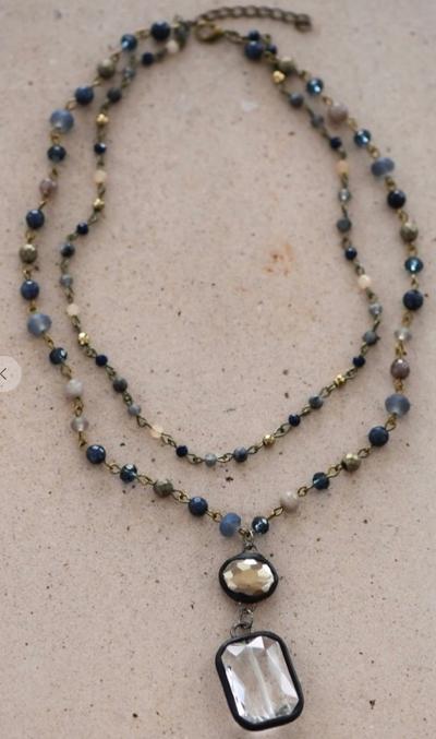 Mixed glass and stone necklace