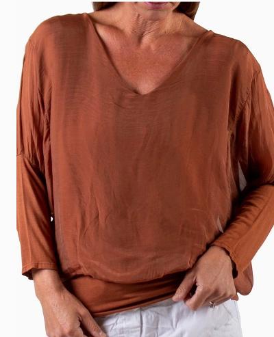 Rust silk top