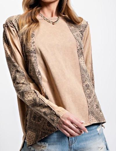 Taupe print top