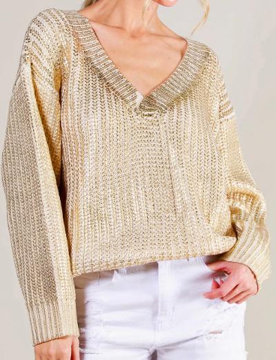 Gold v neck sweater