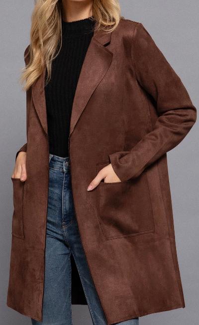 Brown faux suede jacket