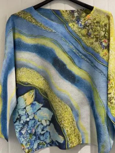 Blue and yellow knit