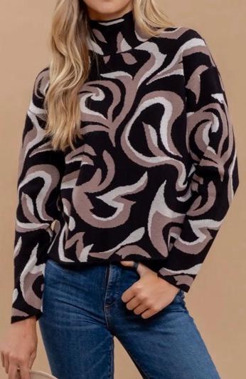 Black print sweater