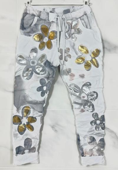 Grey flower pant
