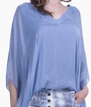 Blue silk top