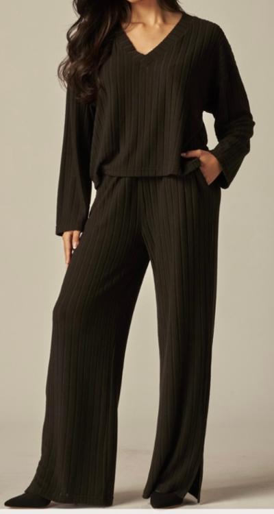 Black ribbed 2 piece set