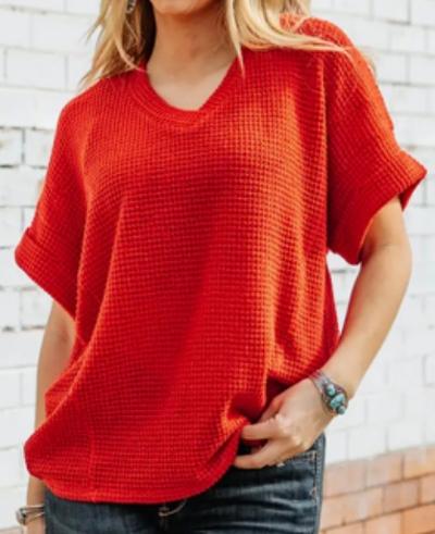 Red waffle top