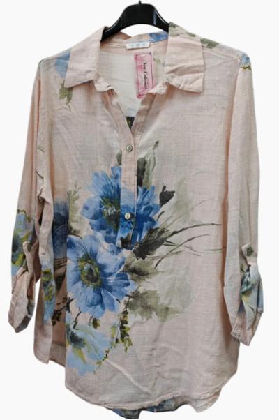 Pale pink flower blouse
