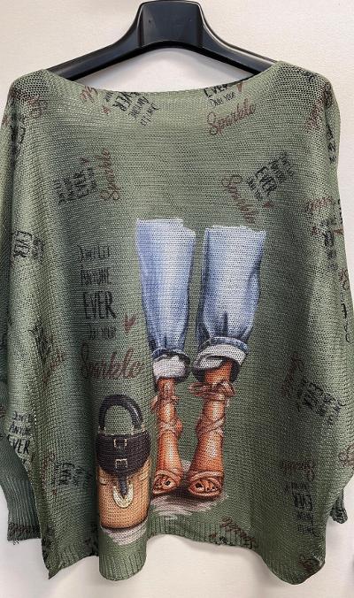 Olive jean knit