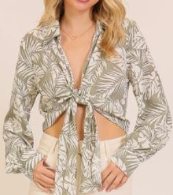 Sage print shrug