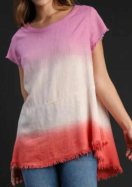 Pink dip dyed top