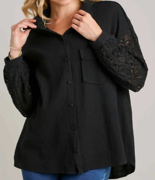 Black lace sleeve top